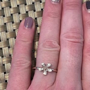 Pandora Rose Gold Flower Ring with Clear Crystals Size 8 1/2